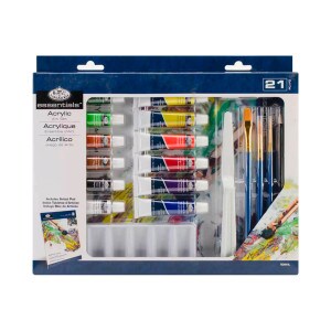 ACRYLIC PAINT SET 12COLOR 3BRUSH PALETTE KNIFE PENCIL PAD ETC 1780614